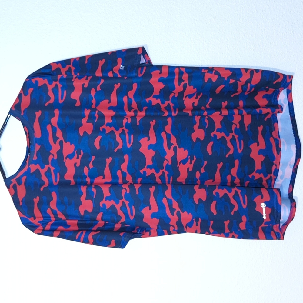 Men's Russell Red and Blue Camo Athletic Shirt - Size XL - Training Fit